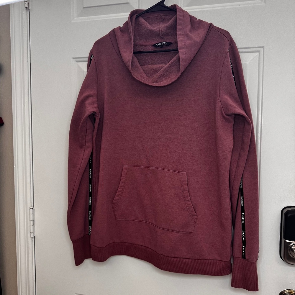 BeBe Womens Rose Wine Pullover Large Long Sleeves Crowl Neck